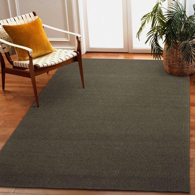 Charcoal Flat Woven Reversible Indoor/Outdoor Rug 5' x 7'