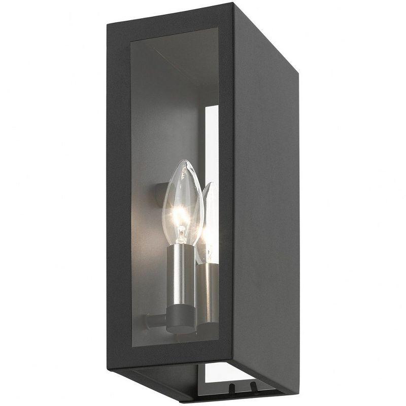 Winfield Textured Black & Brushed Nickel 2-Light Outdoor Wall Sconce