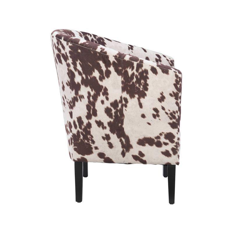 Simon Modern Barrel Club Chair: Udder Madness Pattern, Microfiber - Linon