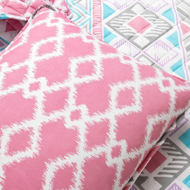 Pink and Turquoise Reversible Microfiber Kids' Full Quilt Set