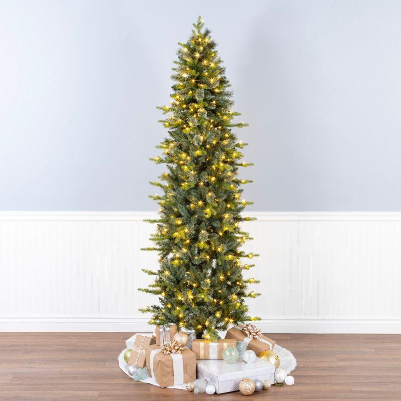 7.5' Prelit Slim Green Fir Artificial Christmas Tree with Clear Lights