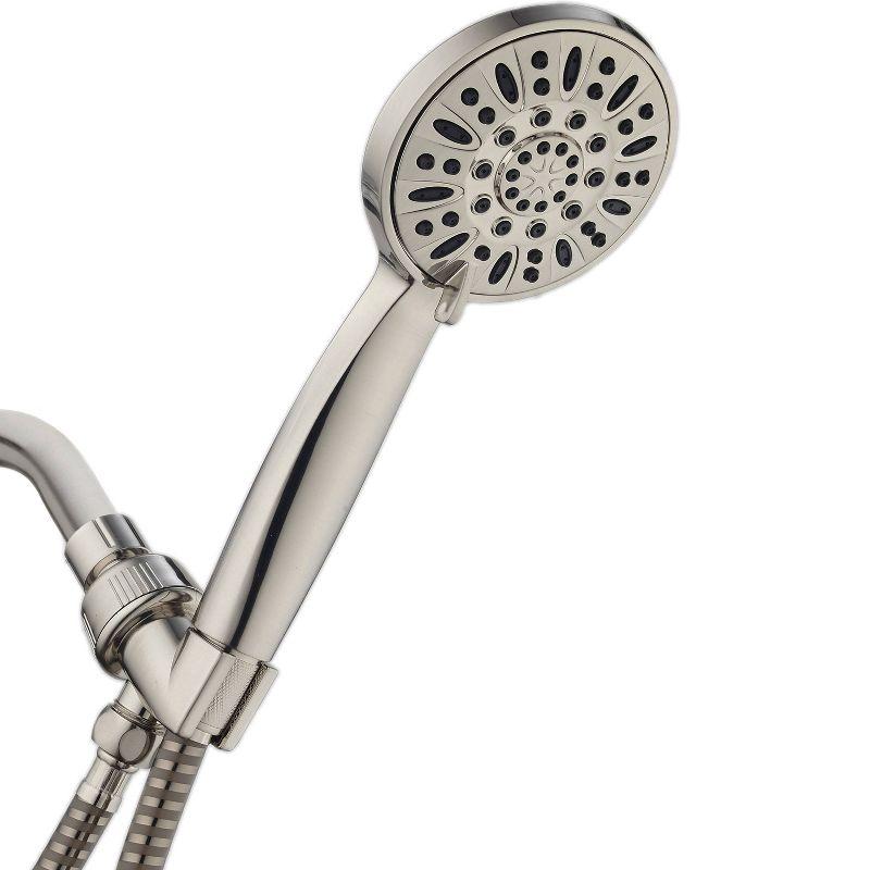 Brushed Nickel 6-Setting High-Pressure Handheld Shower Head