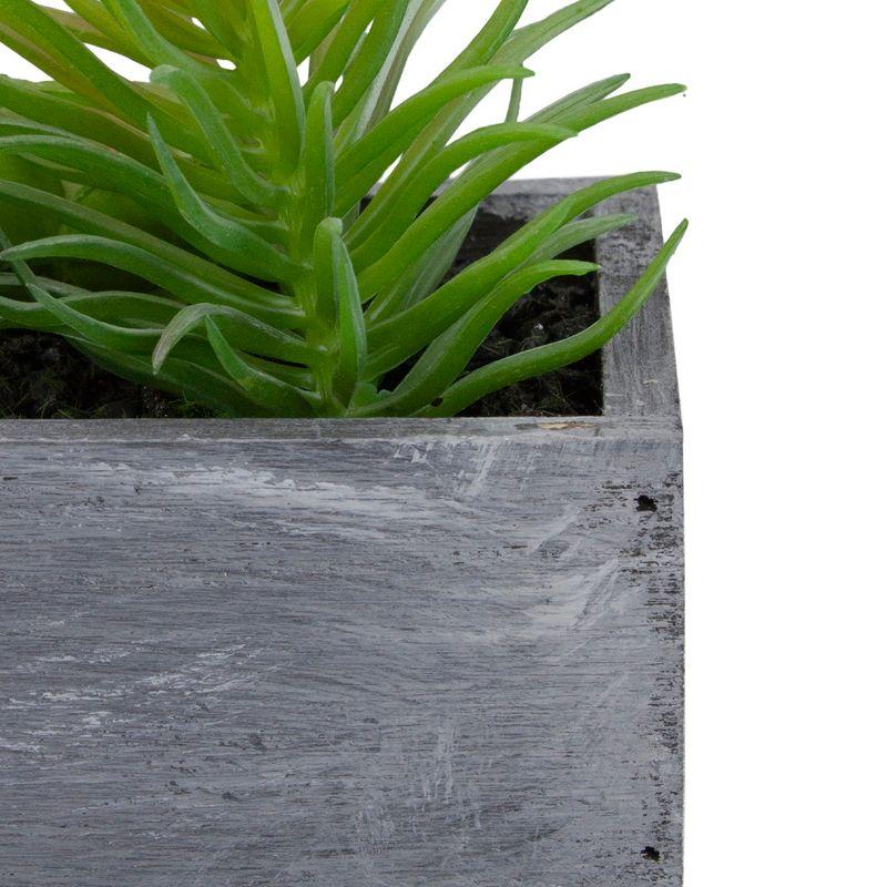 12" Green Artificial Succulent Arrangement in Gray Wooden Planter