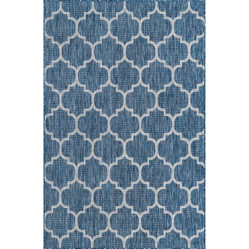 Unique Loom 5' 3 x 8' 0 Rectangle Indoor/Outdoor Trellis Navy Blue Area Rug