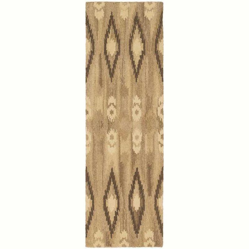 Ivory and Beige Handmade Wool Tufted Oriental Area Rug