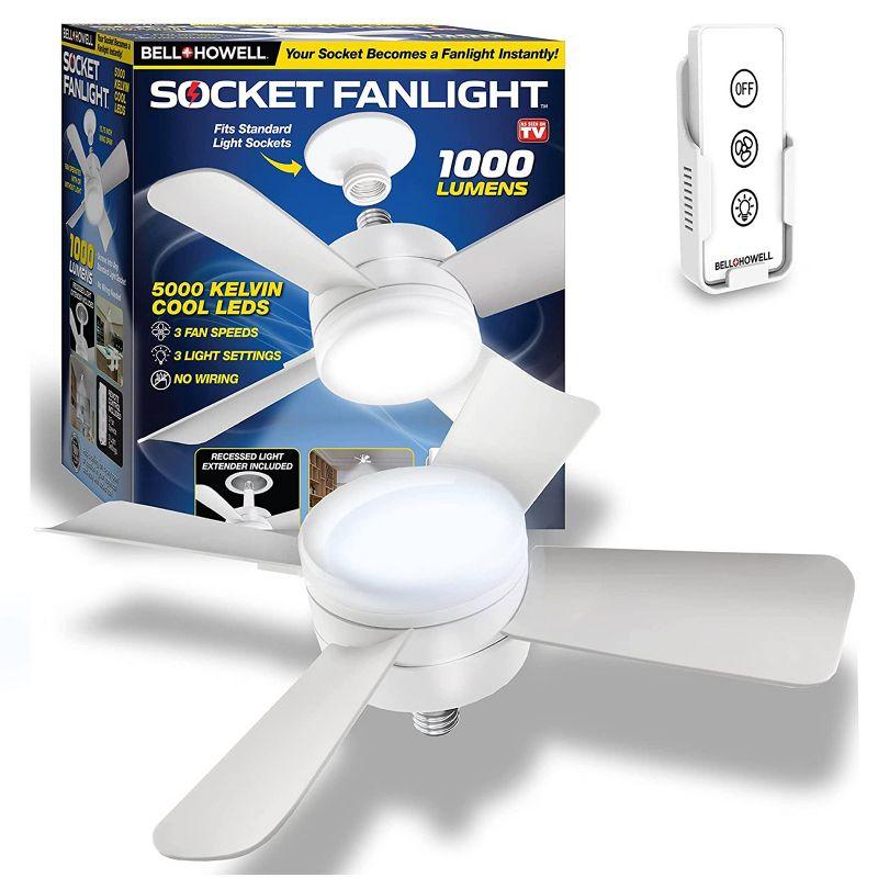 Bell + Howell Bell + Howell Socket Fan, Ceiling Fan With 1000 Lumens and Remote Control