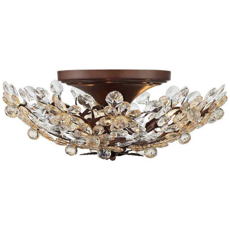 Vienna Full Spectrum Blooms Vintage Ceiling Light Semi Flush Mount Fixture 21" Wide Weathered Brown 5-Light for Bedroom Kitchen Living Room Hallway