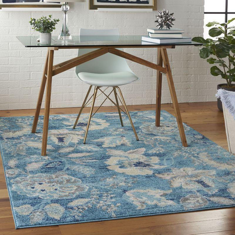 Nourison Tranquil 6' X 9' Turquoise Area Rug French Country Eclectic Floral by Nourison
