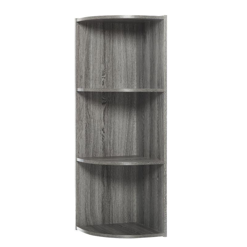 Gray 3-Tier Corner Wood Bookshelf for Small Spaces