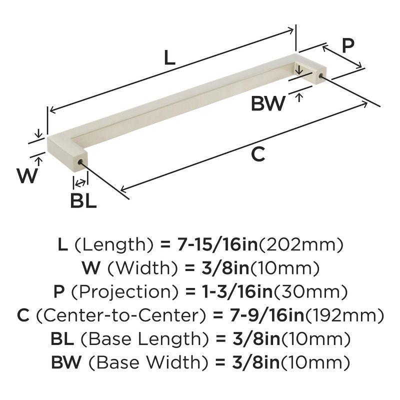 Monument 7-9/16 inch (192mm) Center-to-Center Polished Nickel Cabinet Pull