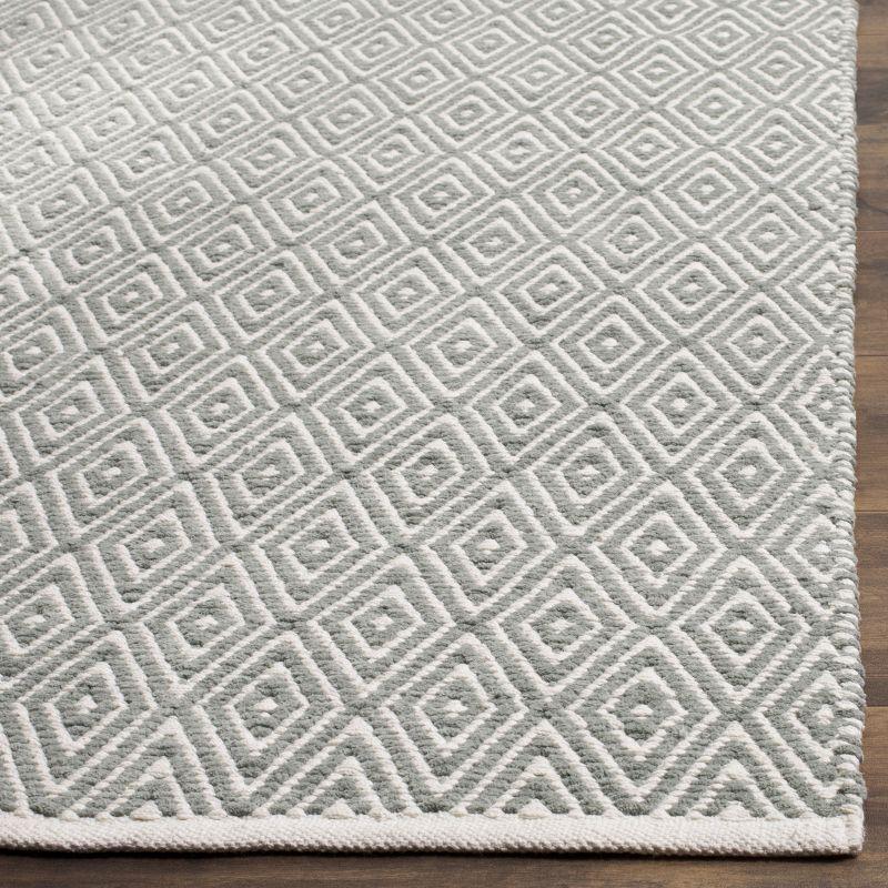 Hand-Woven Geometric Square Gray Wool-Cotton Area Rug, 8'x8'