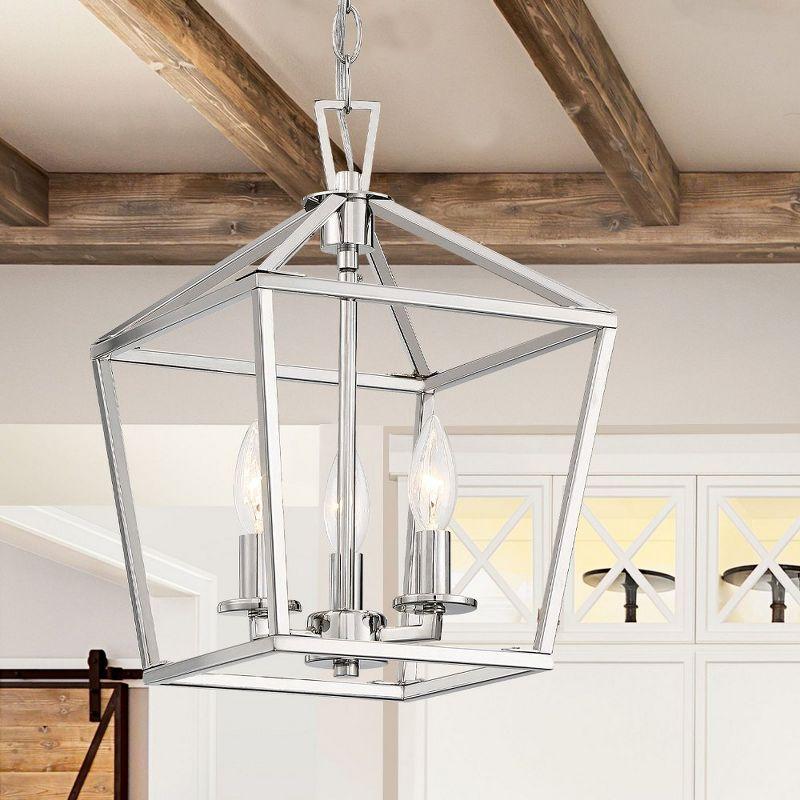 Polished Nickel 3-Light Farmhouse Pendant Chandelier