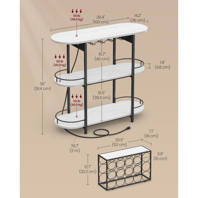 Bar Cabinets for Home, LED Coffee Bar, Home Mini Bar for Liquor, Freestanding Wine Rack with Glass Holder, Rustic White
