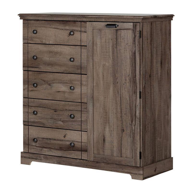 Cottage Charm Fall Oak 5-Drawer Combo Dresser with Cabinet