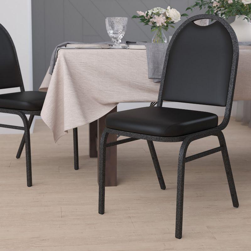 Silver Vein Vinyl Dome Back Stacking Banquet Chairs, Set of 4