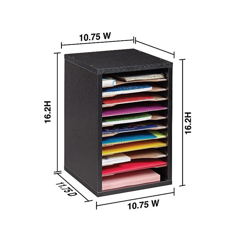 AdirOffice 500 Series 11 Compartment Wooden Literature Organizer  10.75" x 11.8" Black (500-11-BLK)