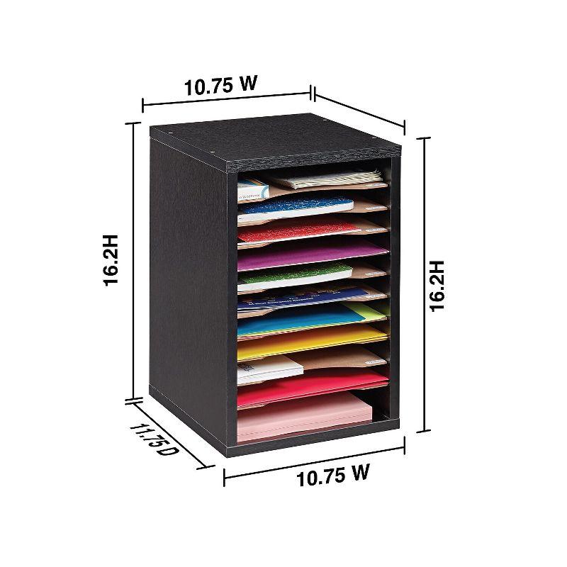 Black MDF 11-Compartment Vertical Paper Sorter Organizer