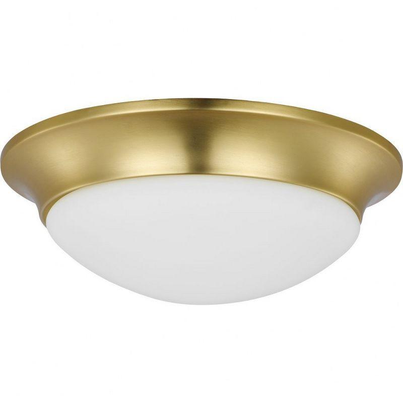 Progress Lighting, Crown Collection, 2-Light Flush Mount, Satin Brass, Etched Glass, Material: Steel, Finish Color: Satin Brass