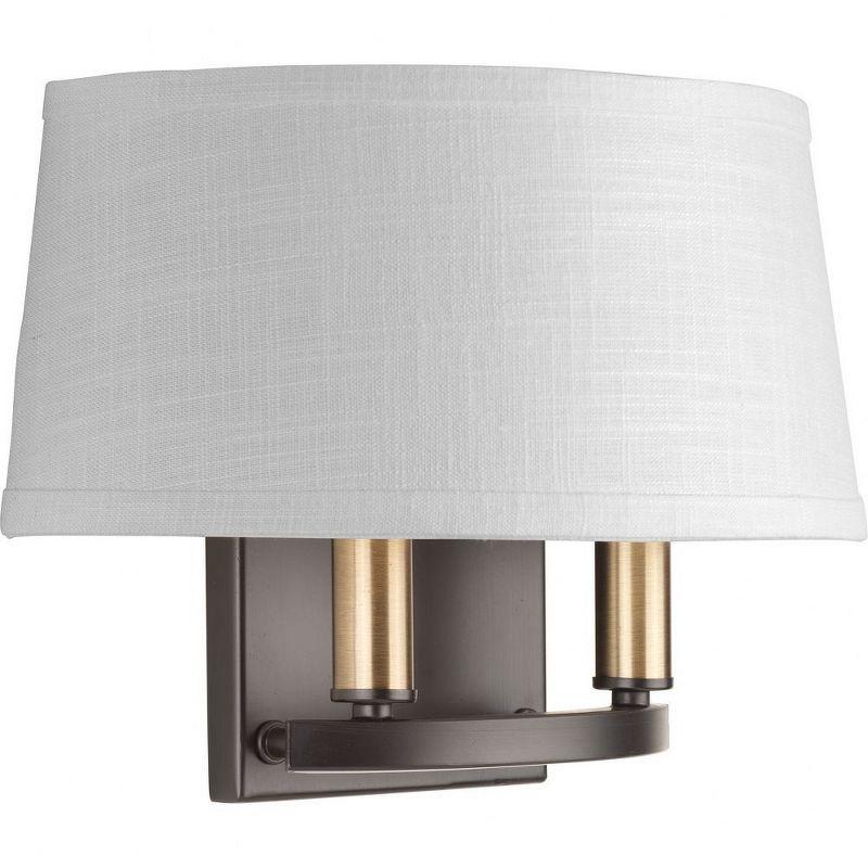 Progress Lighting Cherish 2-Light Wall Sconce, Antique Bronze, Summer Linen Shade