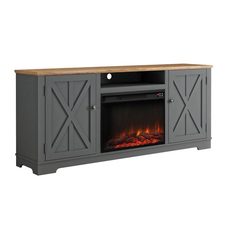 Farmhouse Wooden with Electric Fireplace Gray - Festivo: Entertainment Center, Holds TV Stand for TVs up to 75"