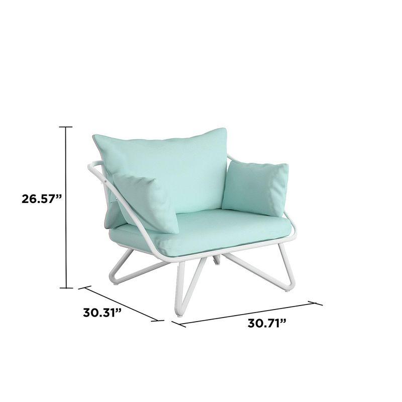 Teddi Powder Coated Steel Outdoor Lounge Chair with Cushions