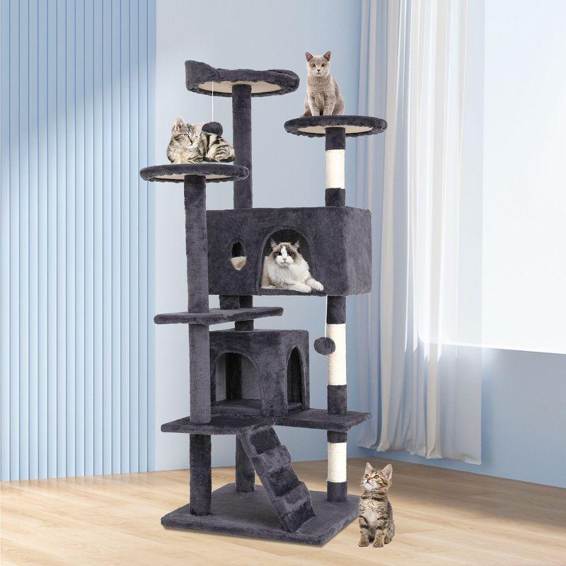 FDW 54in 70in Cat Tree Tower for Indoor Cats,Munlti-Level Cat Furiture Activity Center with Cat Scratching Posts for Kittens Pet Play House