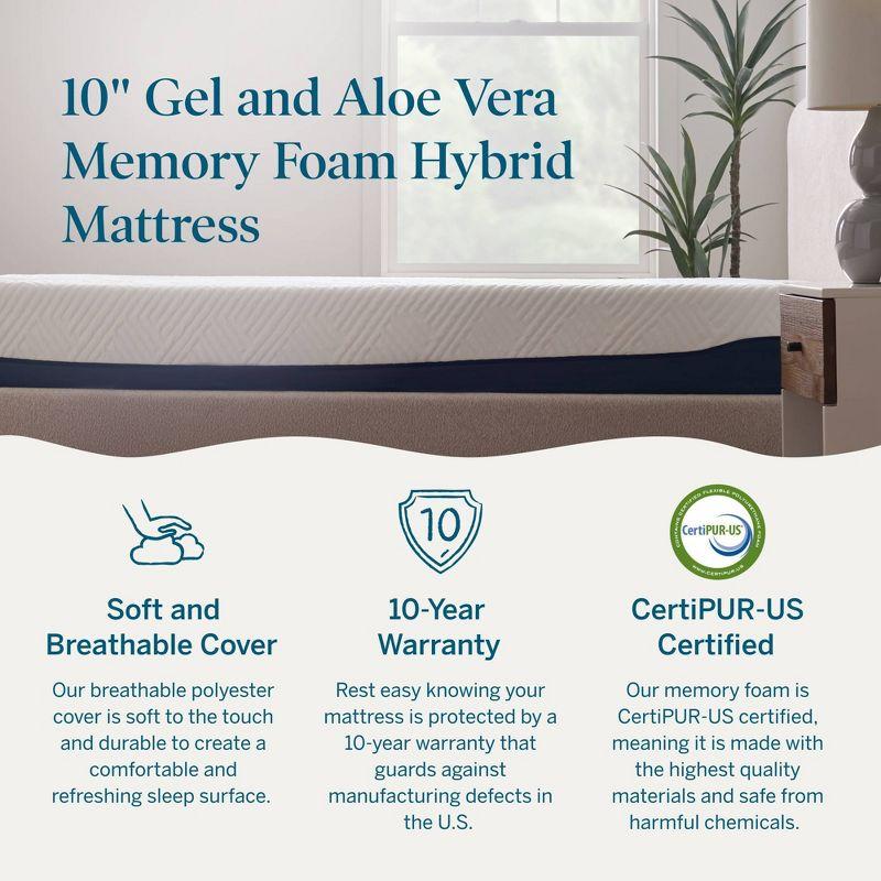 Lucid Comfort 10” Gel and Aloe Vera Memory Foam Hybrid Mattress