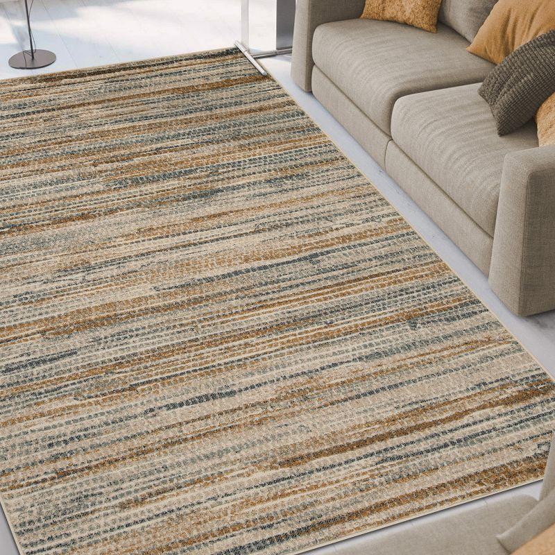 Modern Abstract Area Rug in Gold