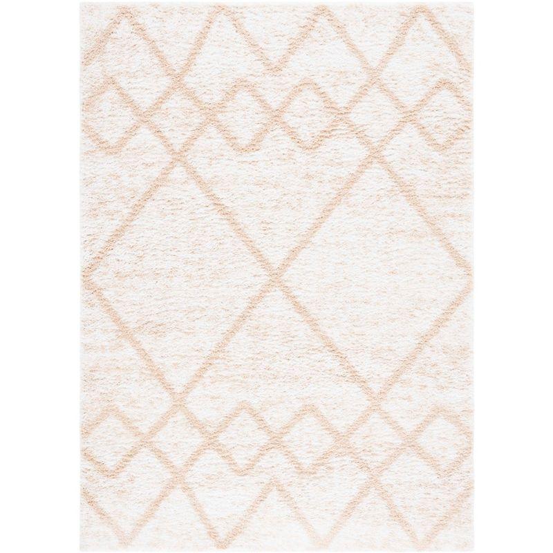 Berber Shag BER574 Power Loomed Indoor Area Rug - Ivory/Beige - 5'5"x7'7" - Safavieh
