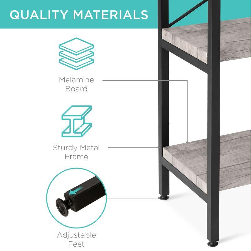 Best Choice Products 55in Storage Bookshelf for Living Room, Walkway w/ Industrial, Elevated Design - Gray
