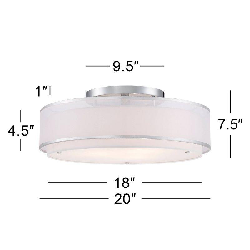 Elegant Chrome 22" Semi-Flushmount Ceiling Light with Double Drum Shade