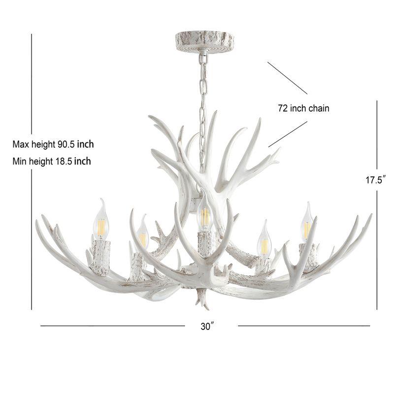 JONATHAN Y Eldora 30" Adjustable Resin Antler 5-Light LED Chandelier, White