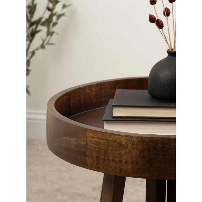 Avery Round Walnut Brown Mango Wood Side Table