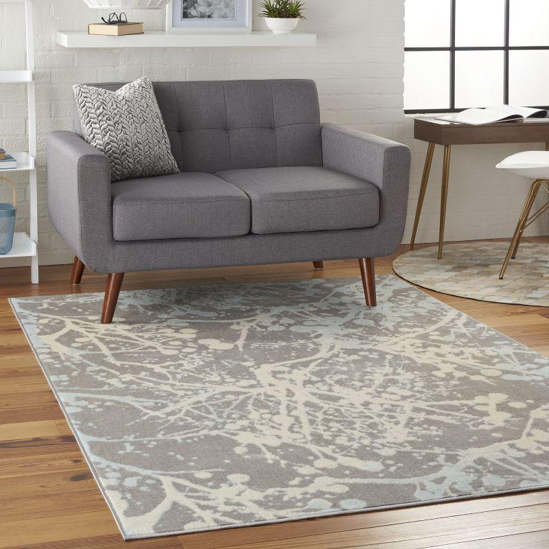 Jubilant Gray Abstract Forest-Inspired 4' x 6' Area Rug