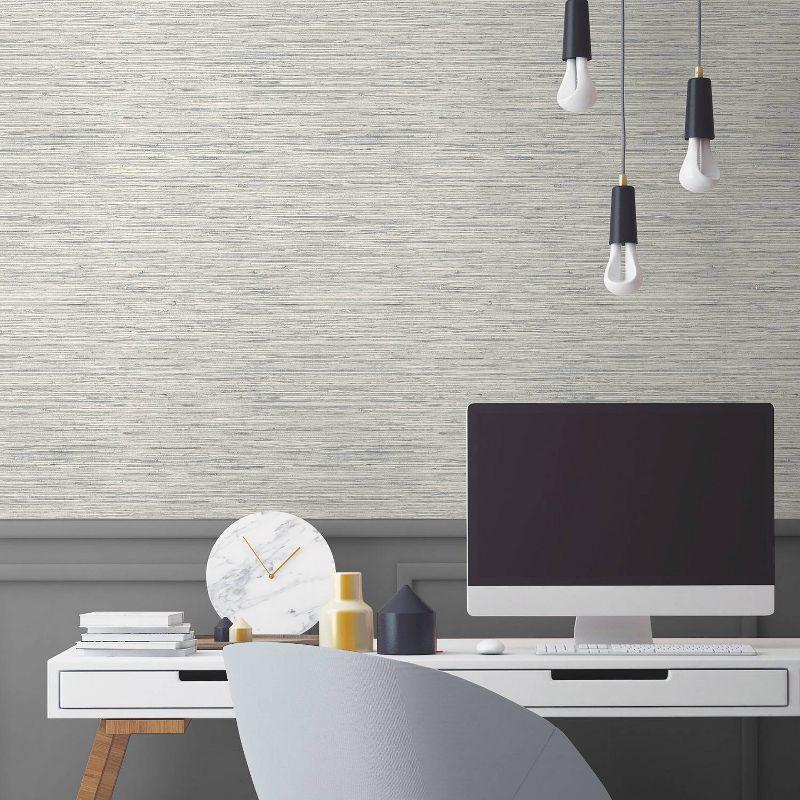 RoomMates Faux Grasscloth Light Gray Peel and Stick Wallpaper