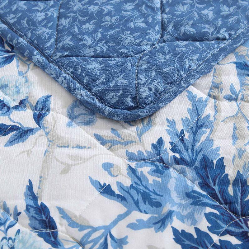 Laura Ashley Twin Breezy Floral Quilt Set Blue