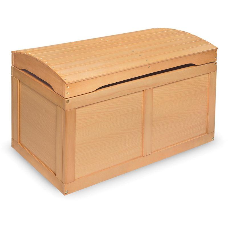 Natural Wood Barrel Top Toy Chest with Safety Hinge