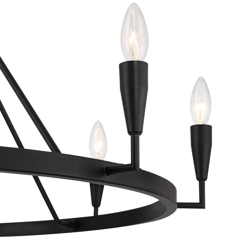 Possini Euro Design Covey Semi Gloss Black Ring Chandelier 36" Wide Modern Candles 8-Light Fixture for Dining Room House Foyer