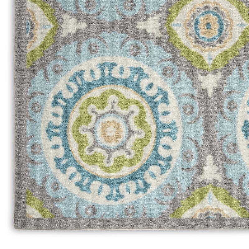 Waverly Sun & Shade "Solar Flair" Jade Indoor/Outdoor Area Rug by Nourison SND16 7'9" x 10'10"