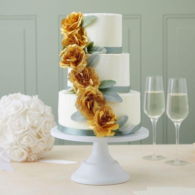 Bright Creations 50 Pack Gold Roses Artificial Flowers Bulk, 3 Inch Silk Gold Faux Flowers for Centerpiece Table Decorations