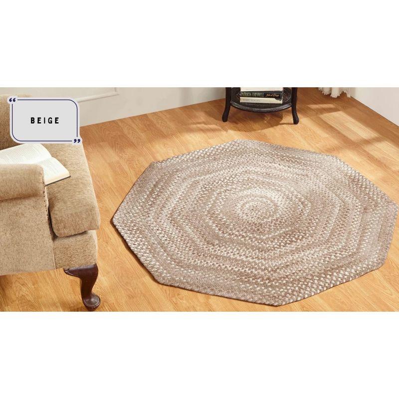 Olive Stripe Chenille 72" Round Braided Reversible Rug