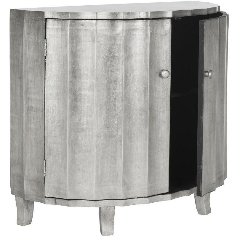 Silver Fluted Hollywood Glam Curved Accent Cabinet