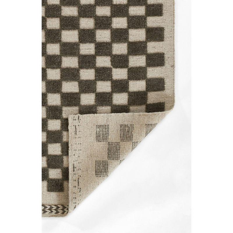 Momeni 5'x8' Willow Check Handwoven Area Rug Charcoal Gray: Wool, Low Pile, Classic Pattern, Indoor Use