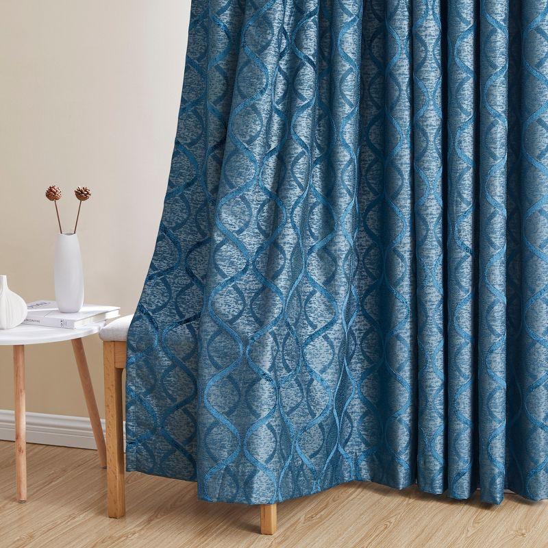 HLC.ME Versailles Lattice Flocked 100% Complete Blackout Thermal Insulated Window Curtain Grommet Panels, Set of 2 - Taupe, 50 W x 63 L