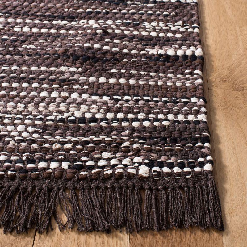 Montauk 6' Square Handwoven Brown and Ivory Cotton Rug