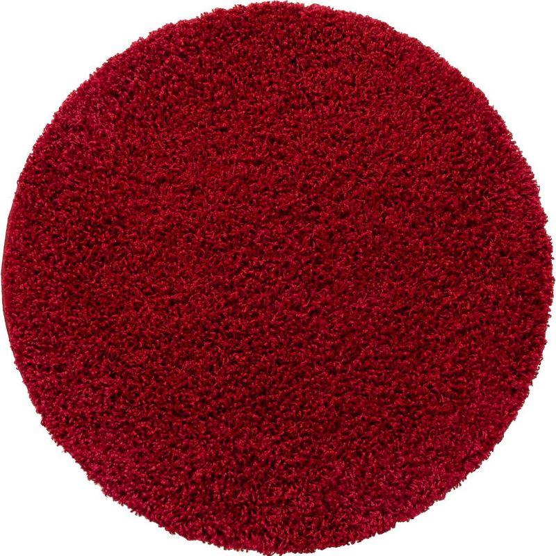 Unique Loom 3' 3 x 3' 3 Solid Shag Cherry Red Area Rug