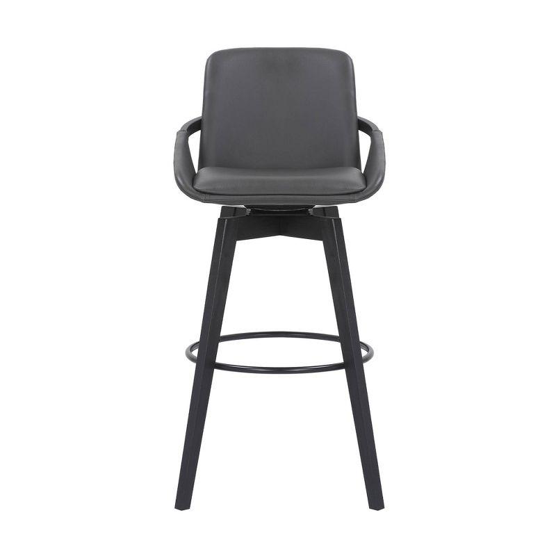 30" Baylor Faux Leather Wood Swivel Barstool Gray/Black - Armen Living