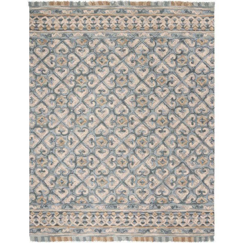 Blossom BLM420 Hand Tufted Area Rug - Light Beige/Blue - 8'x10' - Safavieh.