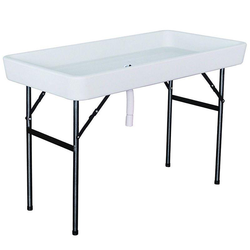 Modern Home 4' Portable Folding Party Ice Bin Table with Skirt - White