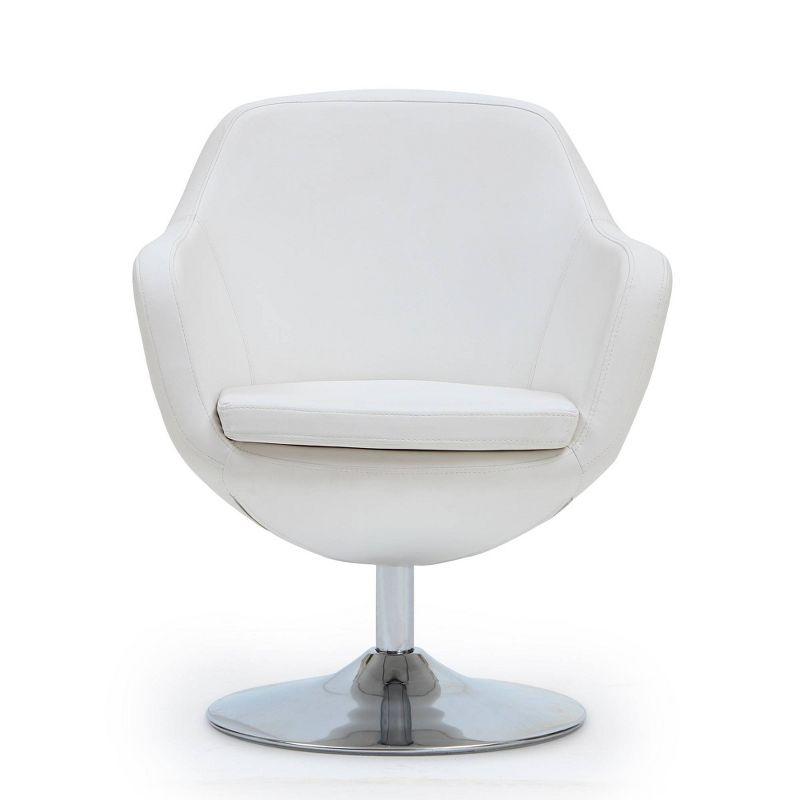 Caisson Faux Leather Swivel Accent Chair White: Polished Chrome Base, Removable Cushion - Manhattan Comfort